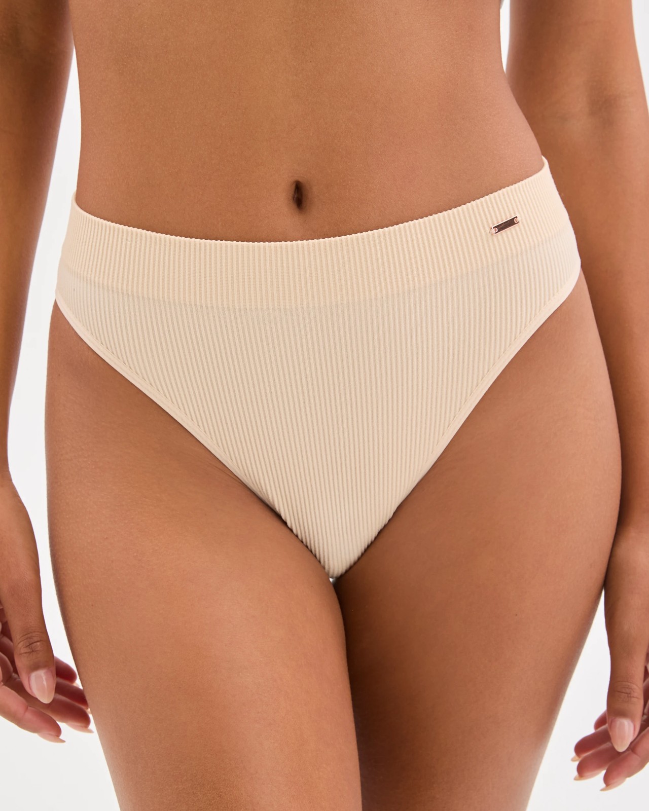 Lily Loves 2 Pack Ribbed Seamfree High Waisted G-String Briefs - Shell 2 of 3