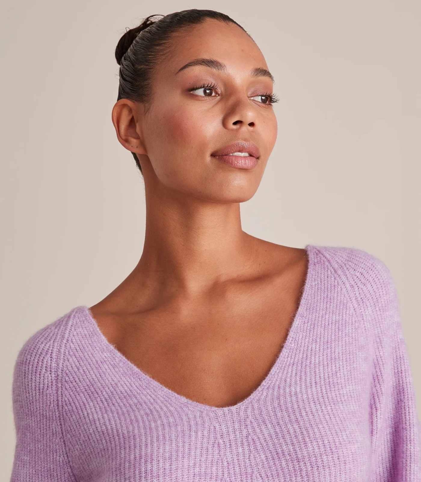 Preview V-Neck Puff Sleeve Knit Jumper 6 of 6
