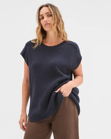 Australian Cotton Blend Split Hem Vest