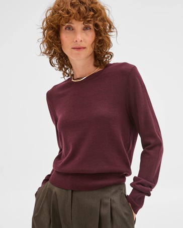 Preview Merino Crew Neck Stitch Detail Knit Sweater