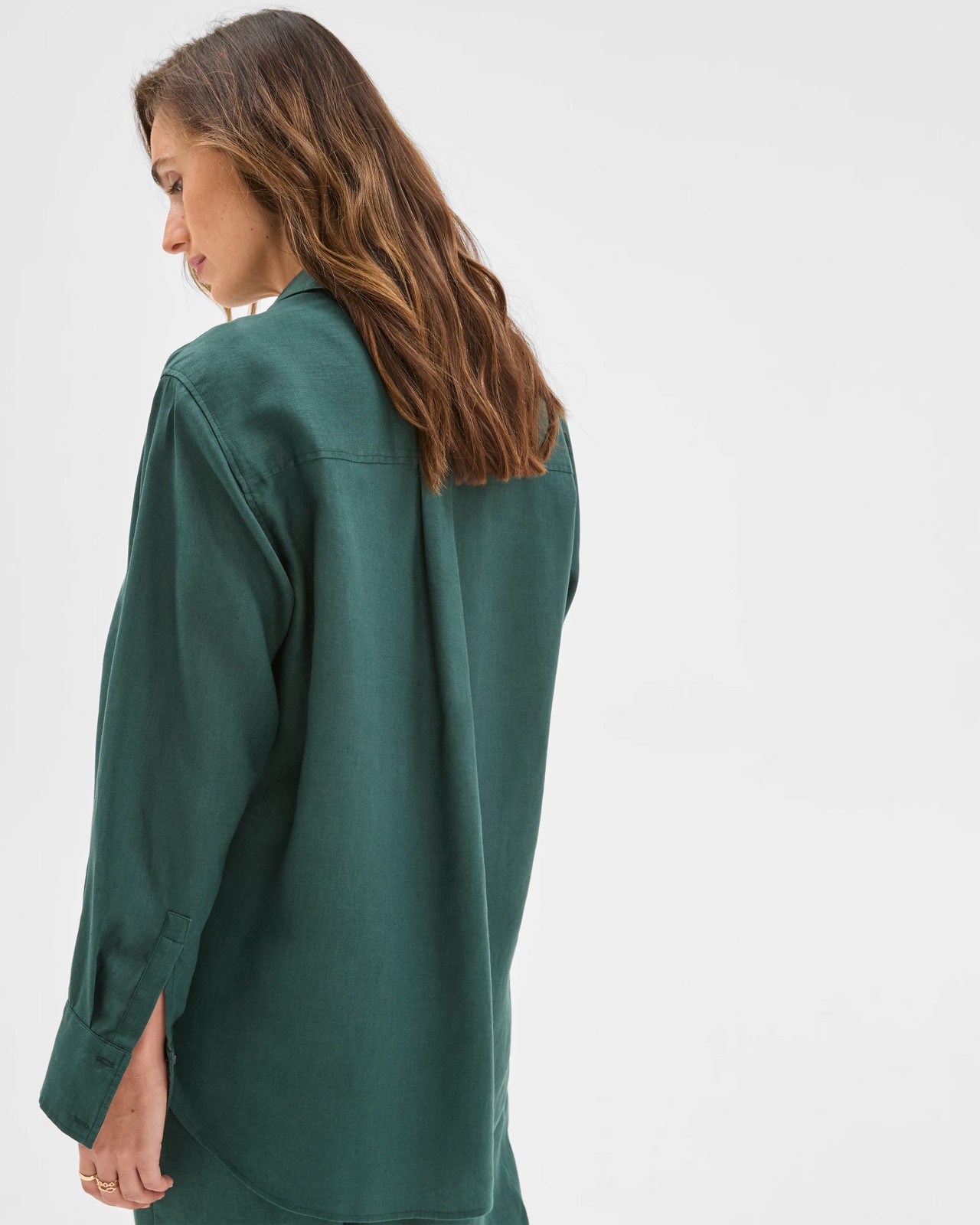 European Linen Long Sleeve Shirt - Deep Green 4 of 6