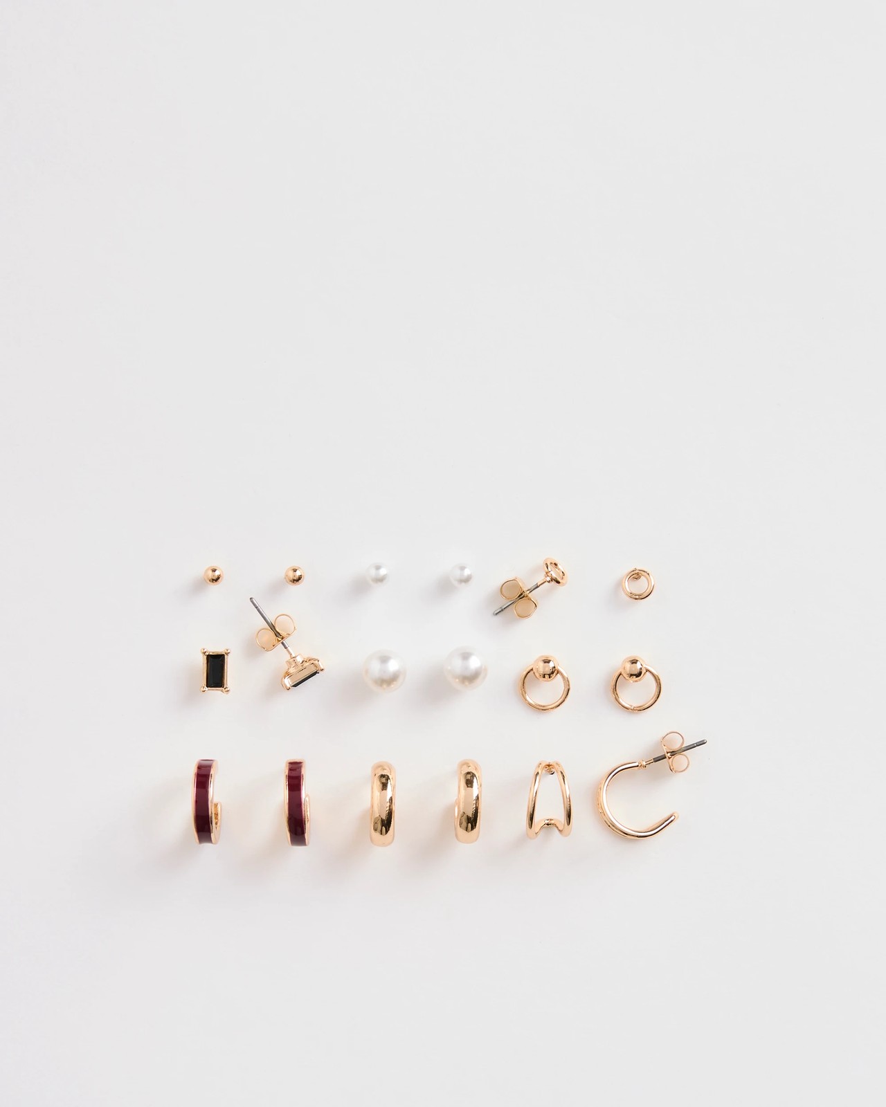 9 Pack Mini Huggie Stud Earrings 2 of 2