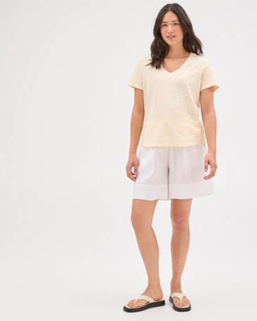 Australian Cotton Slub Relaxed V-Neck T-Shirt