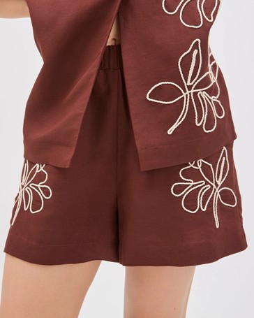 Lily Loves European Linen Blend Embellished Shorts