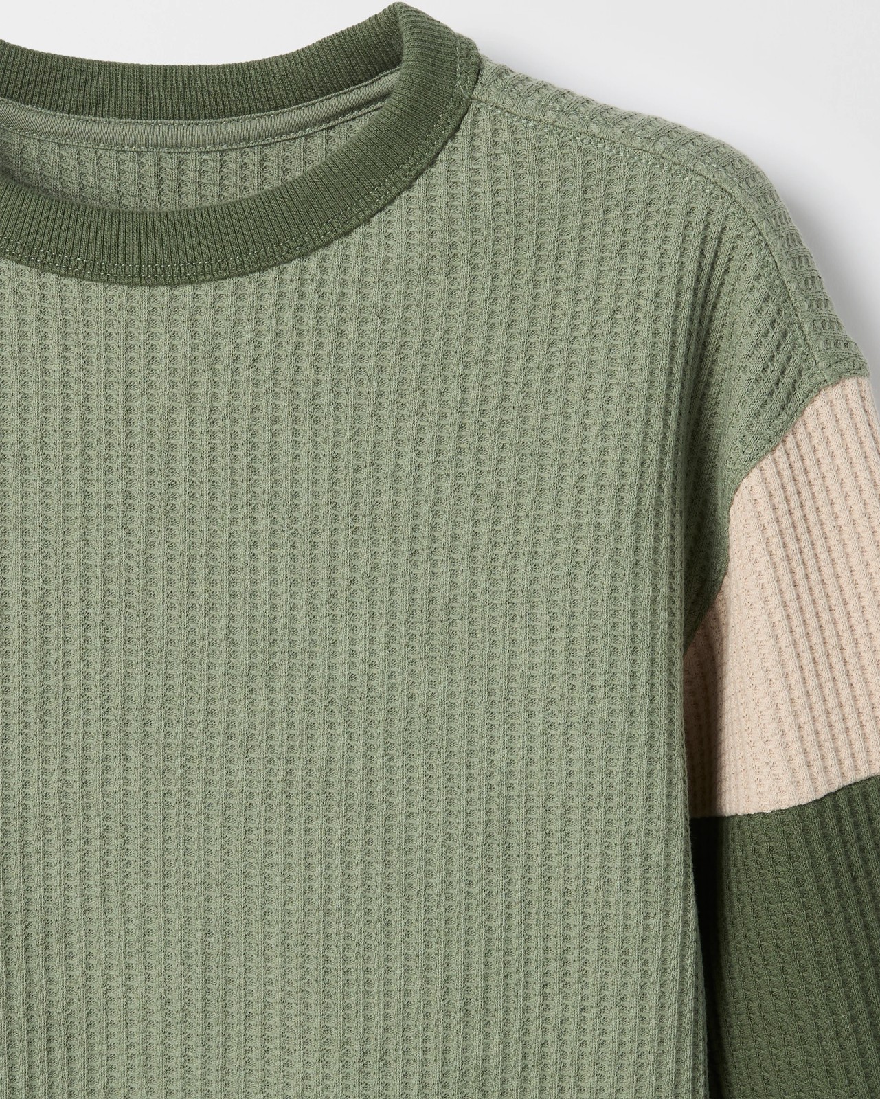 Australian Cotton Long Sleeve Oversized Waffle T-Shirt - Khaki 6 of 6