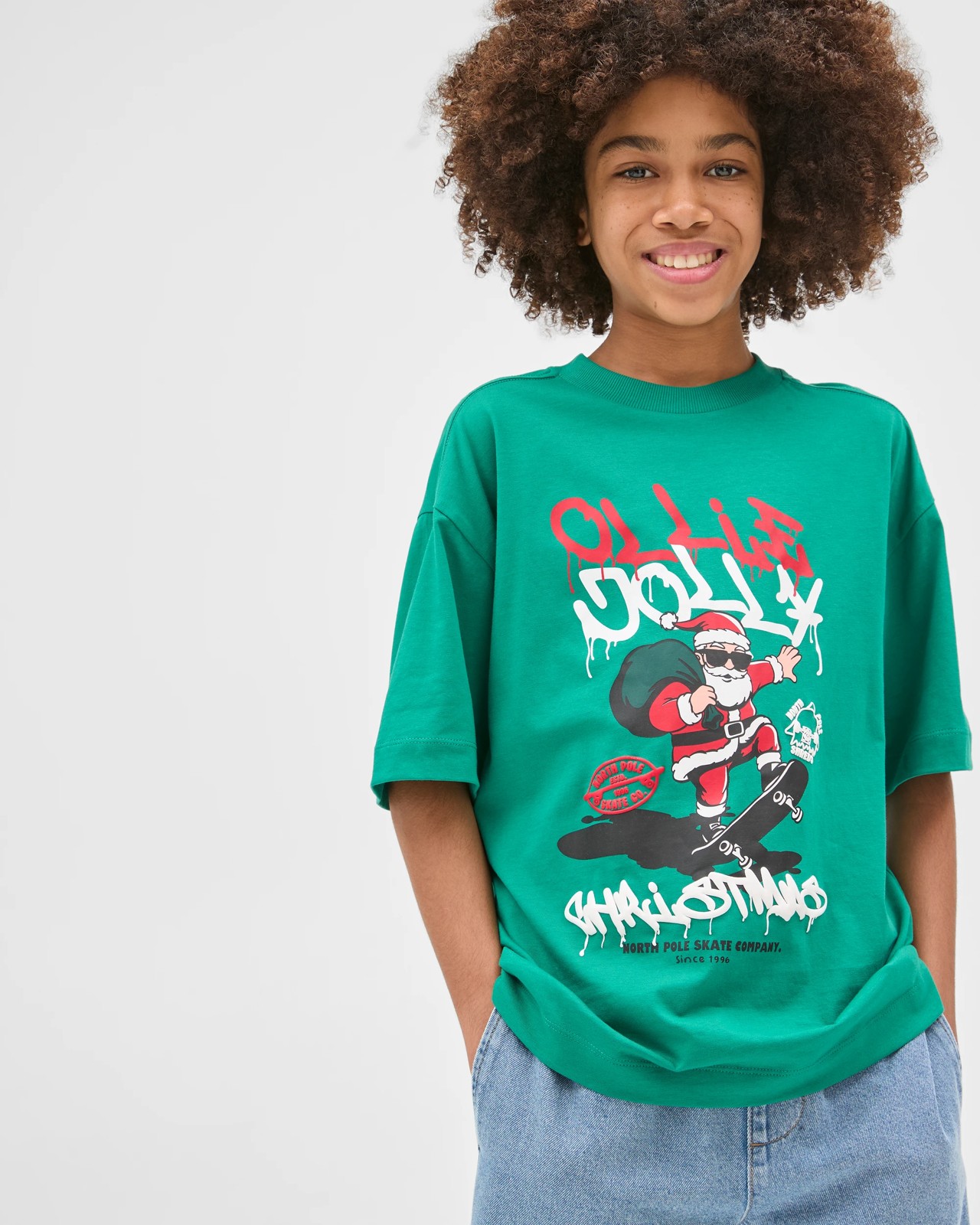 Australian Cotton Christmas Oversized T-Shirt - Green 2 of 5