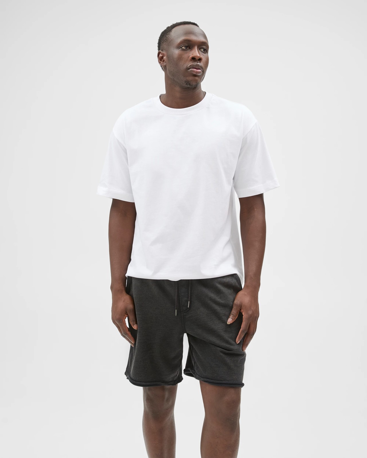 Commons Australian Cotton Rib Stripe Fleece Shorts - Black 3 of 5