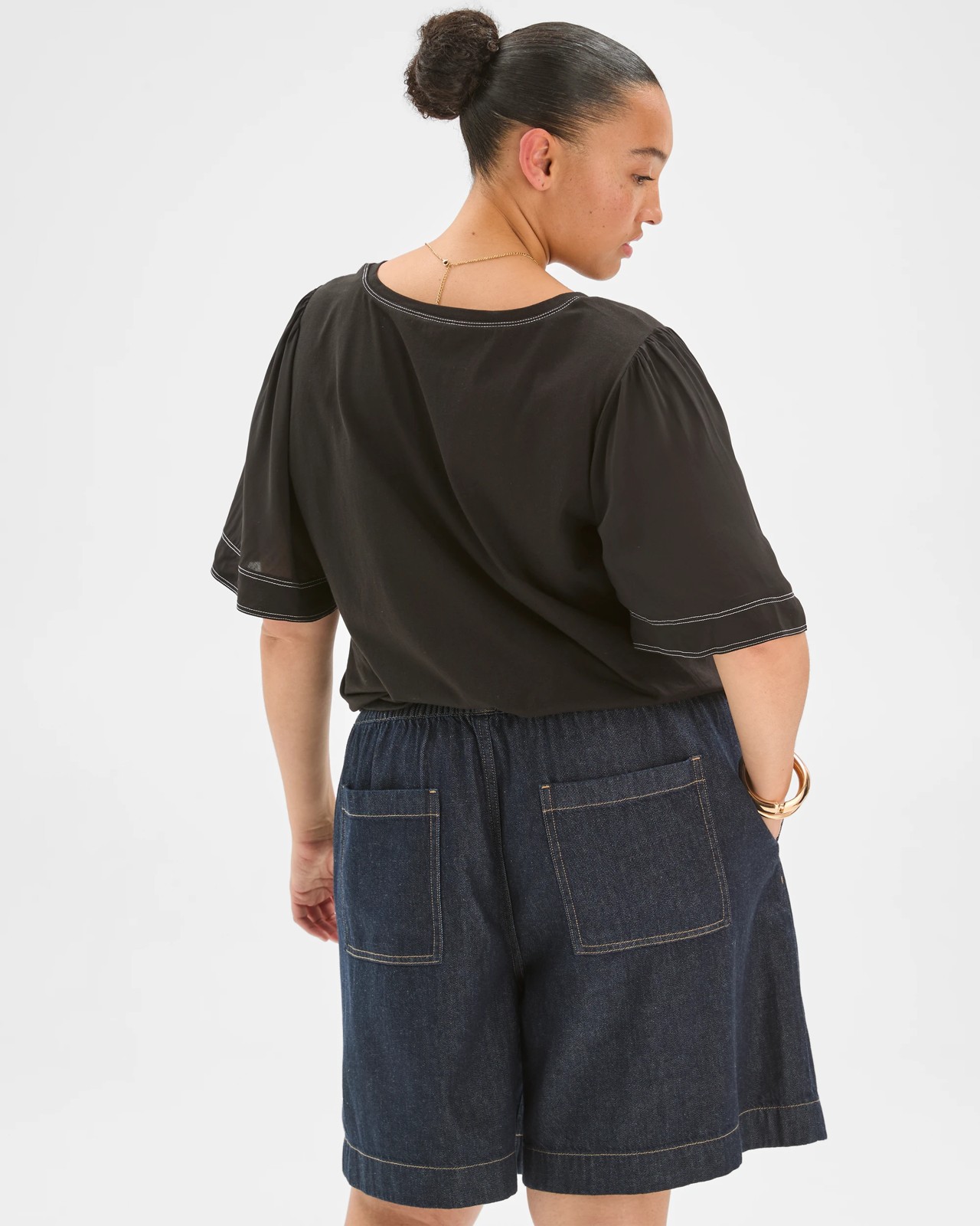 Plus Size Elasticated Waist Denim Shorts 6 of 6