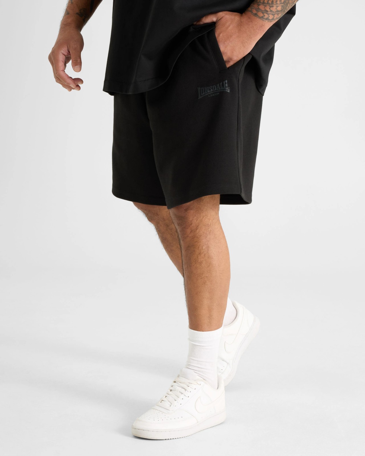 Lonsdale London Plus Size Double Knit Shorts - Black 4 of 5