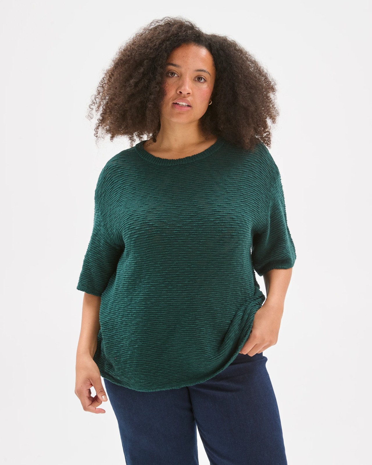 Plus Size Australian Cotton Links Slub T-Shirt - Deep Green 3 of 6