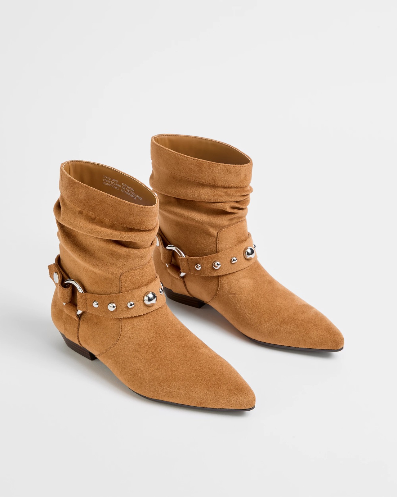 Studded Low Heel Boot - Cleo - Chestnut Microsuede 2 of 3