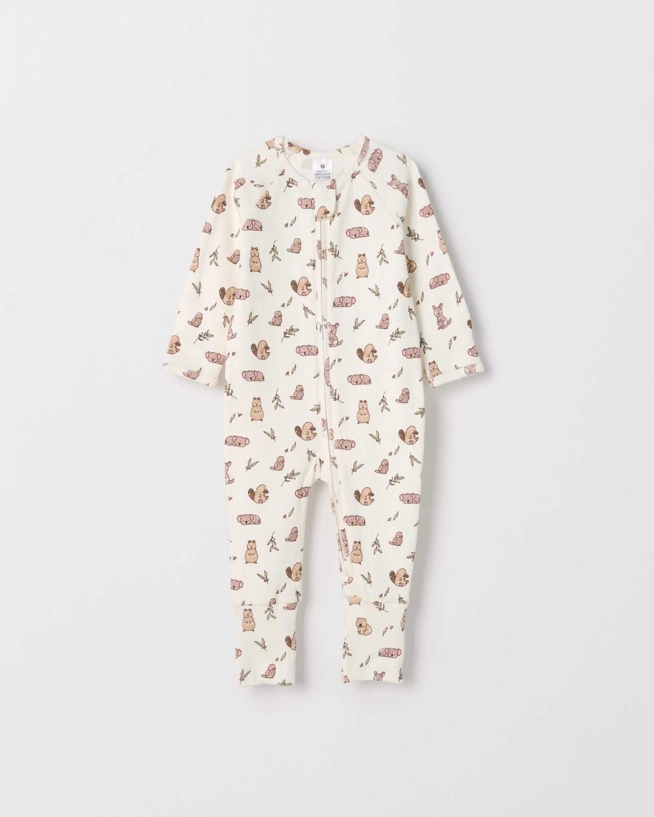 Baby Organic Cotton Rib Zip Footless Coverall - Australiana 2 of 4