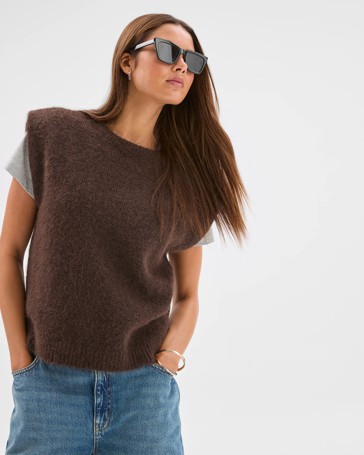 Lily Loves Exaggerated Shoulder Knit Vest