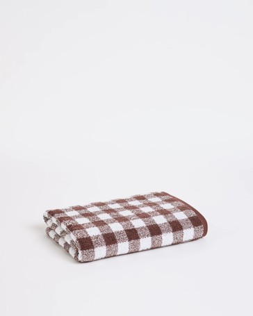 Georgie Australian Cotton Gingham Bath Towel - French Toast