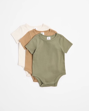 Baby Organic Cotton Bodysuits 3 Pack
