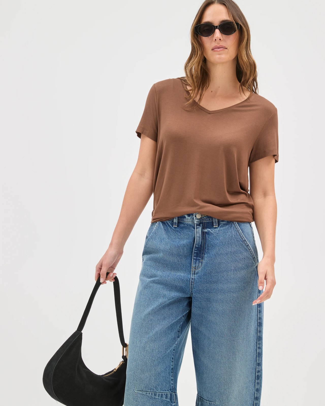 Short Sleeve V-Neck T-Shirt - Warm Brown 4 of 5