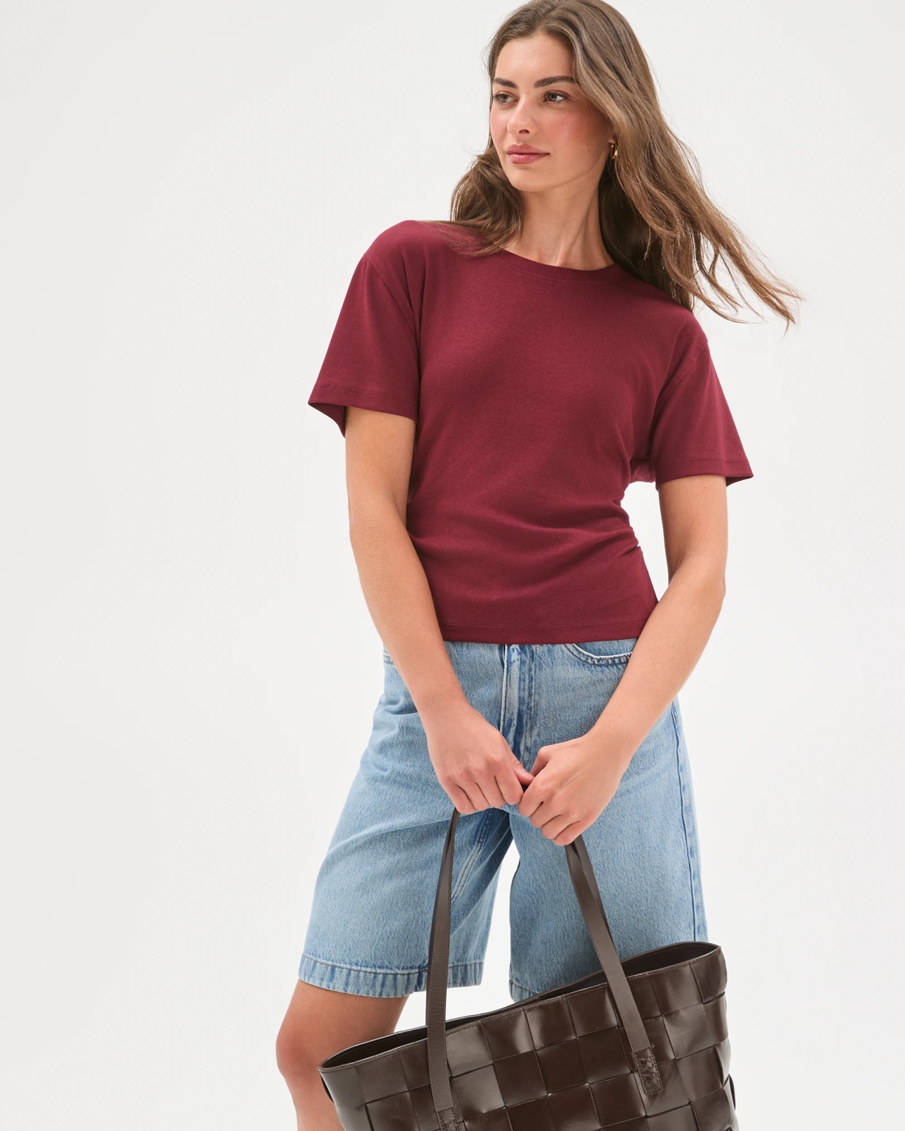 Petites Side Gather T-Shirt - Sangria 2 of 5