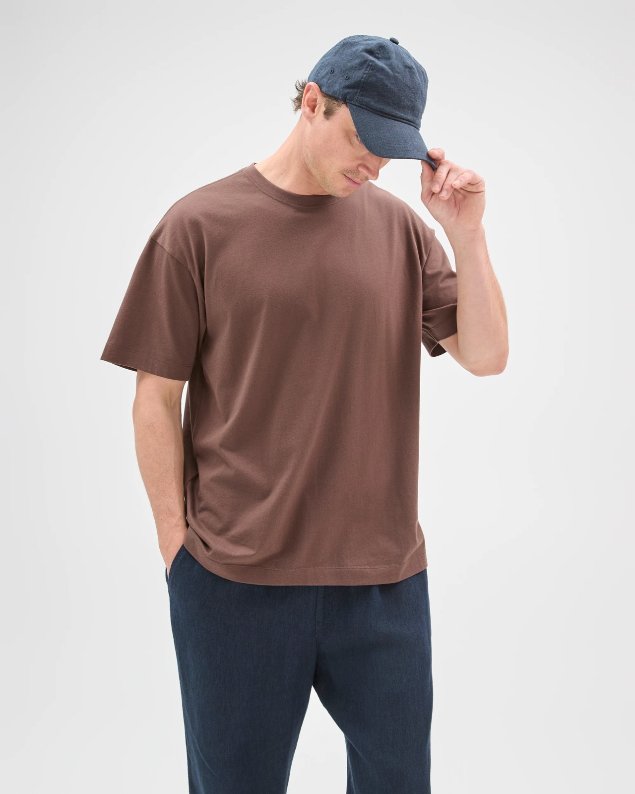 Australian Cotton Relaxed T-Shirt - Chocolate 5 of 6