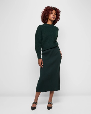 Petites Ribbed Maxi Skirt