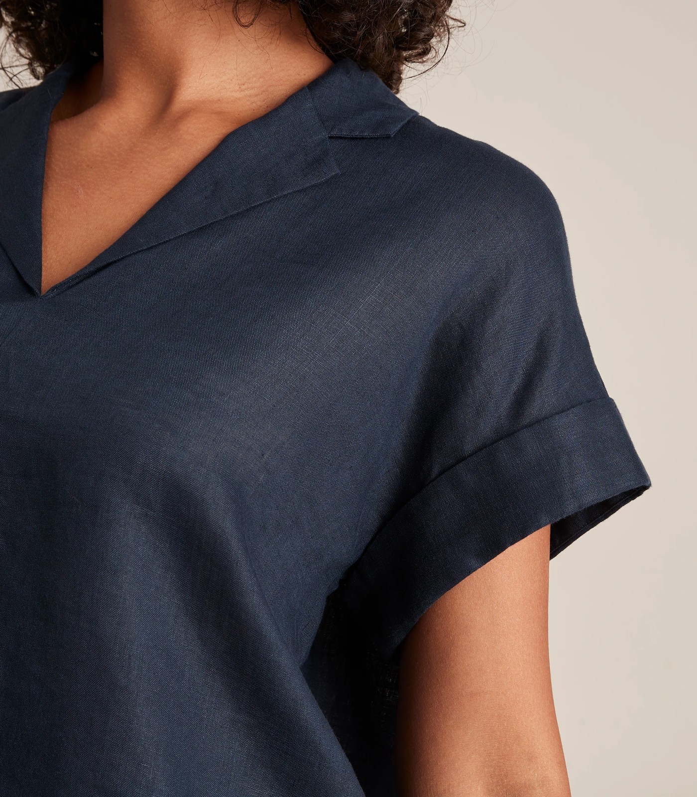 European Linen Roll Cuff Sleeve Blouse 5 of 6