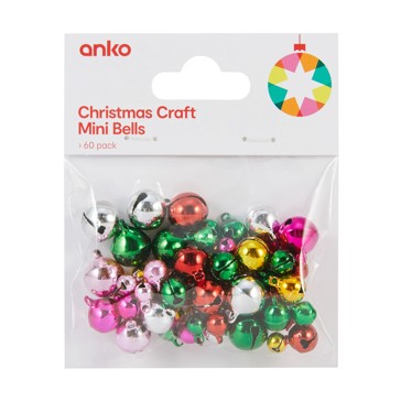 60 Pack Christmas Craft Mini Bells - Anko