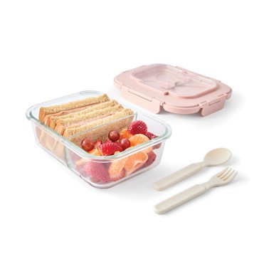 Anko Mocha Glass Bento Lunch Box with Cutlery