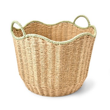 Round Wavy Basket, Large, Beige - Anko
