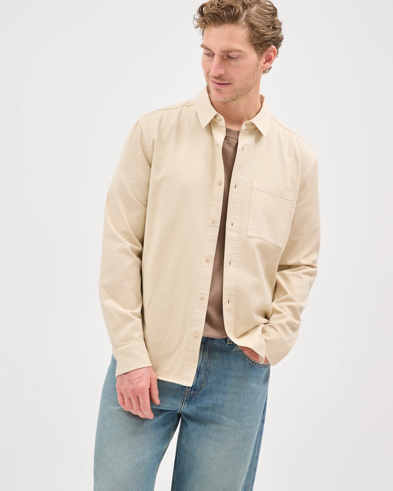 Long Sleeve Washed Shirt - Truffle 4 of 6