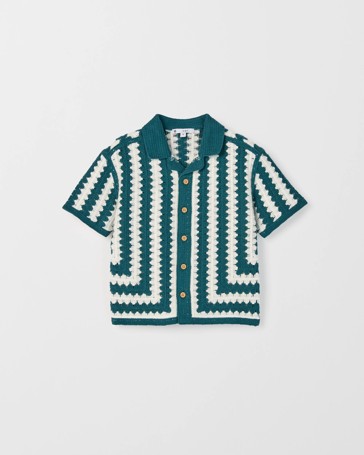 Australian Cotton Blend Short Sleeve Crochet Shirt