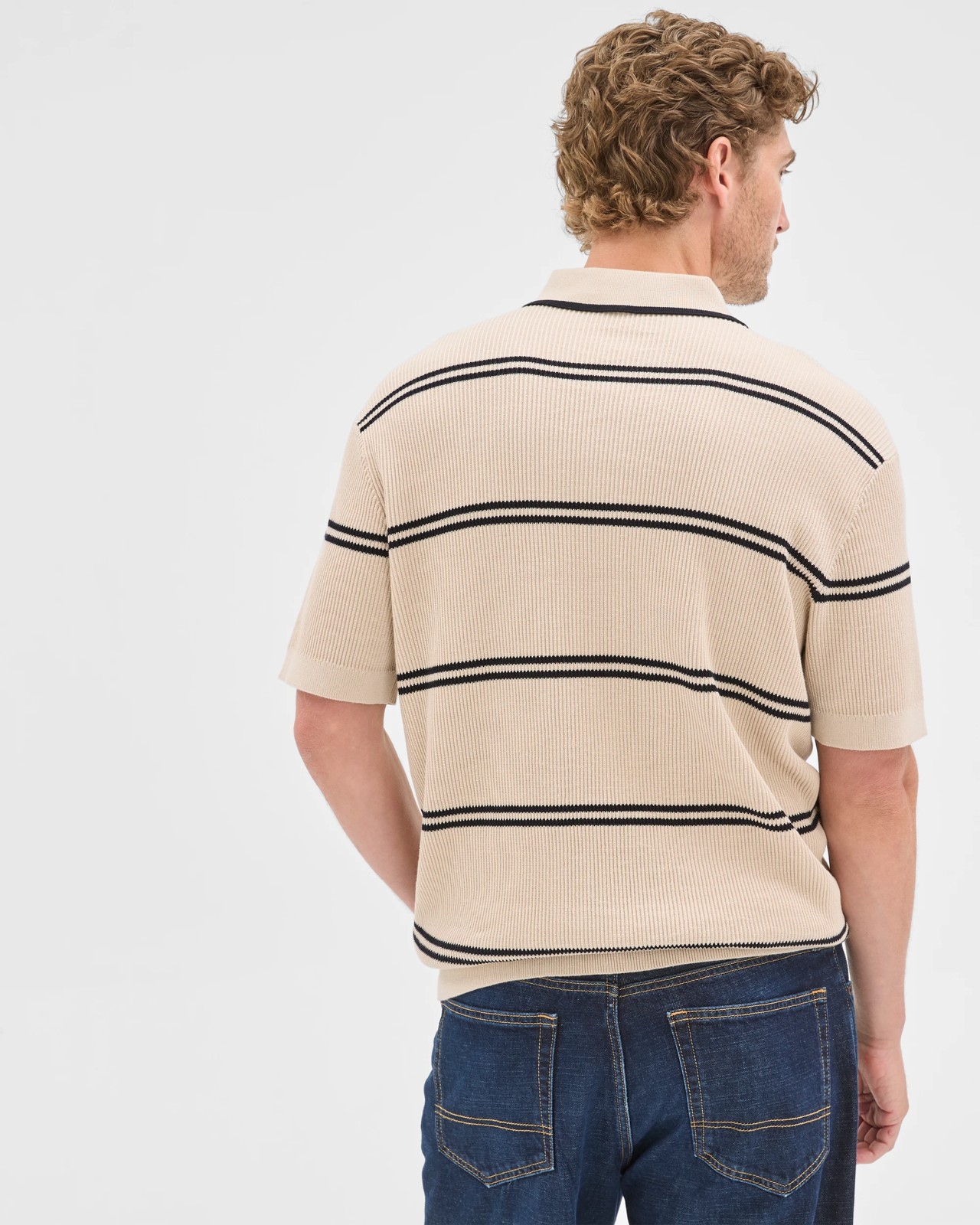 Australian Cotton Stripe Knit Polo Top 6 of 6