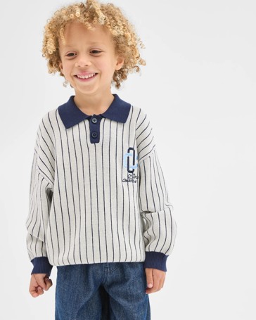 Australian Cotton Lightweight Long Sleeve Knit Polo Top