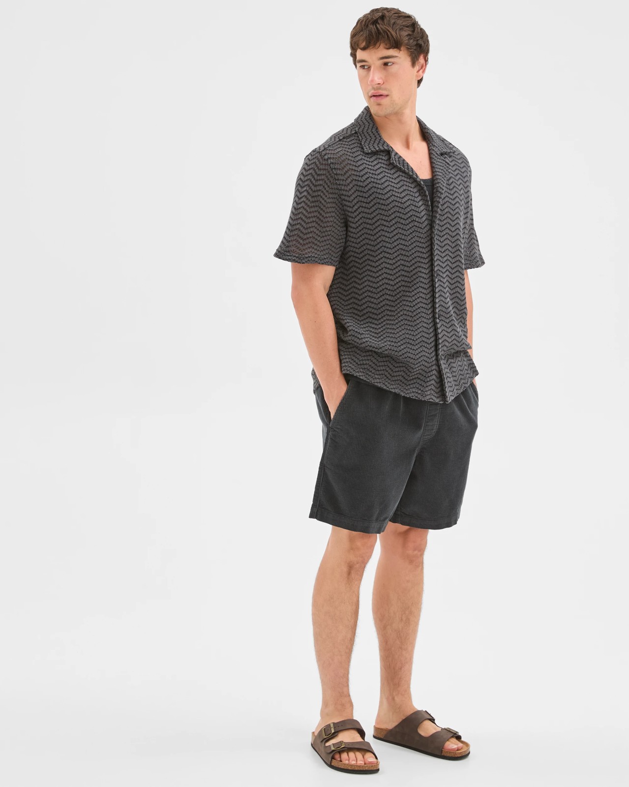 Commons Open Weave Short Sleeve Shirt - Black 2 of 6