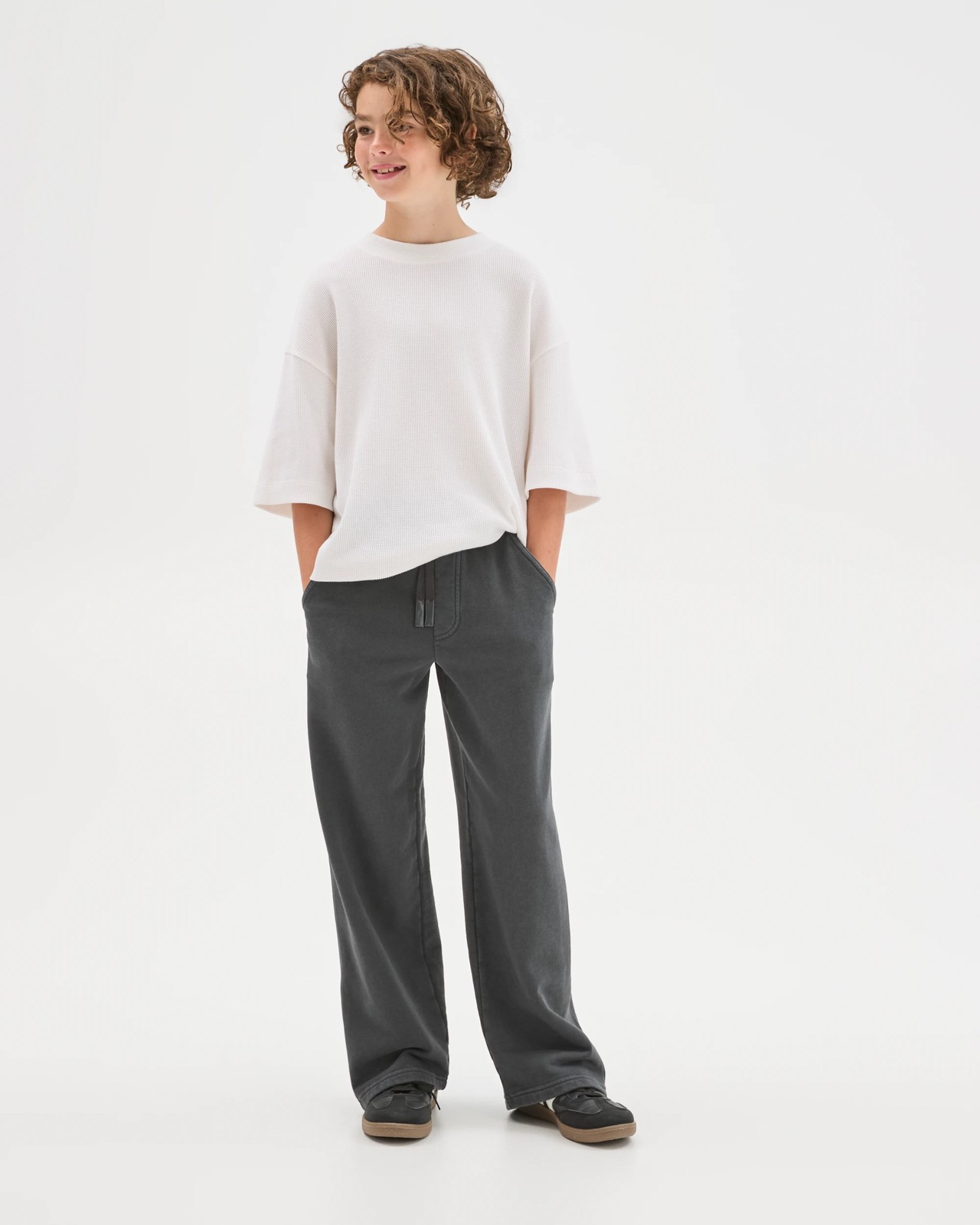 Australian Cotton Blend French Terry Side Stripe Wide Leg Trackpants 3 of 6