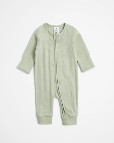 Baby Organic Cotton Pointelle Zip Coverall