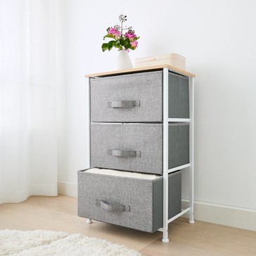 3 Drawer Chest, Grey - Anko