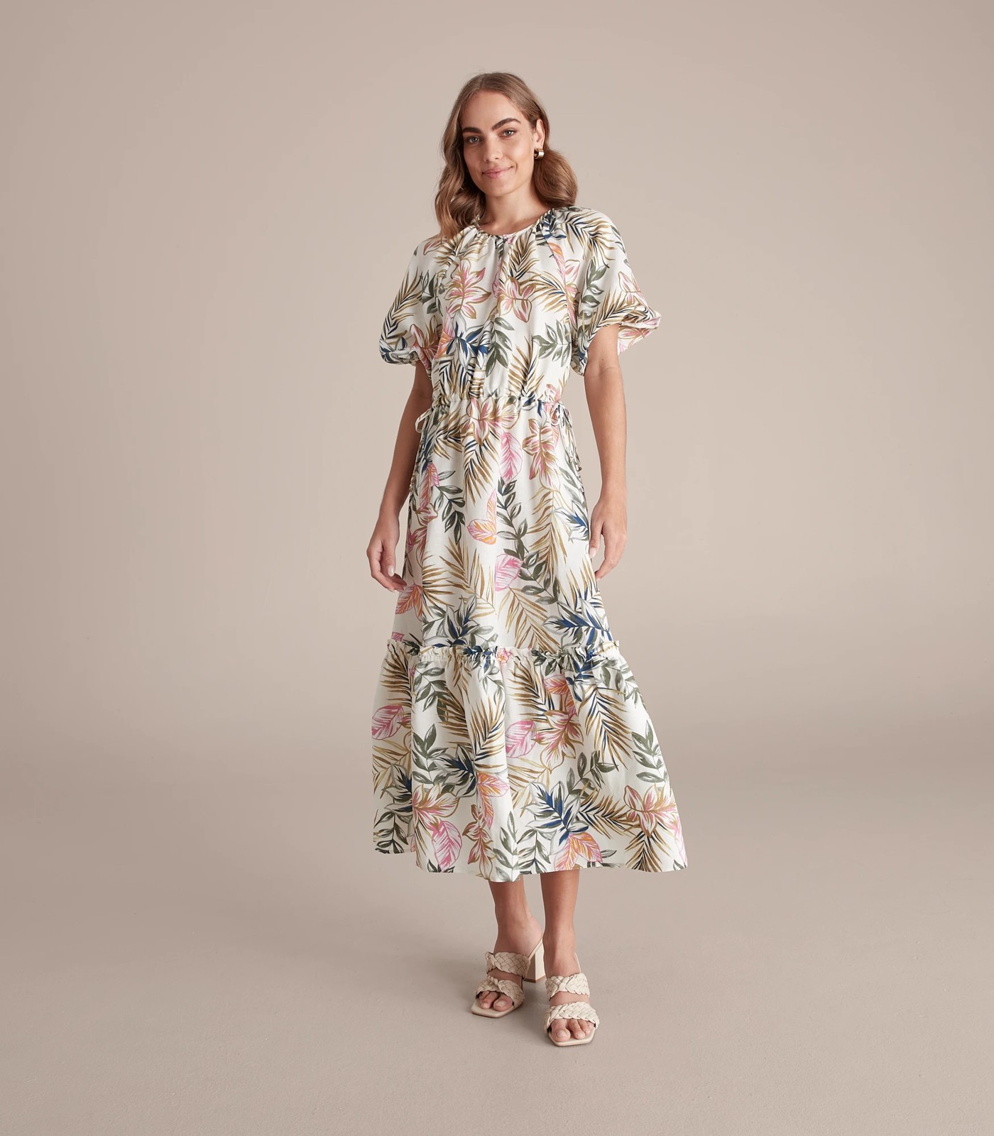 Preview Linen Blend Tiered Midi Dress Target Australia