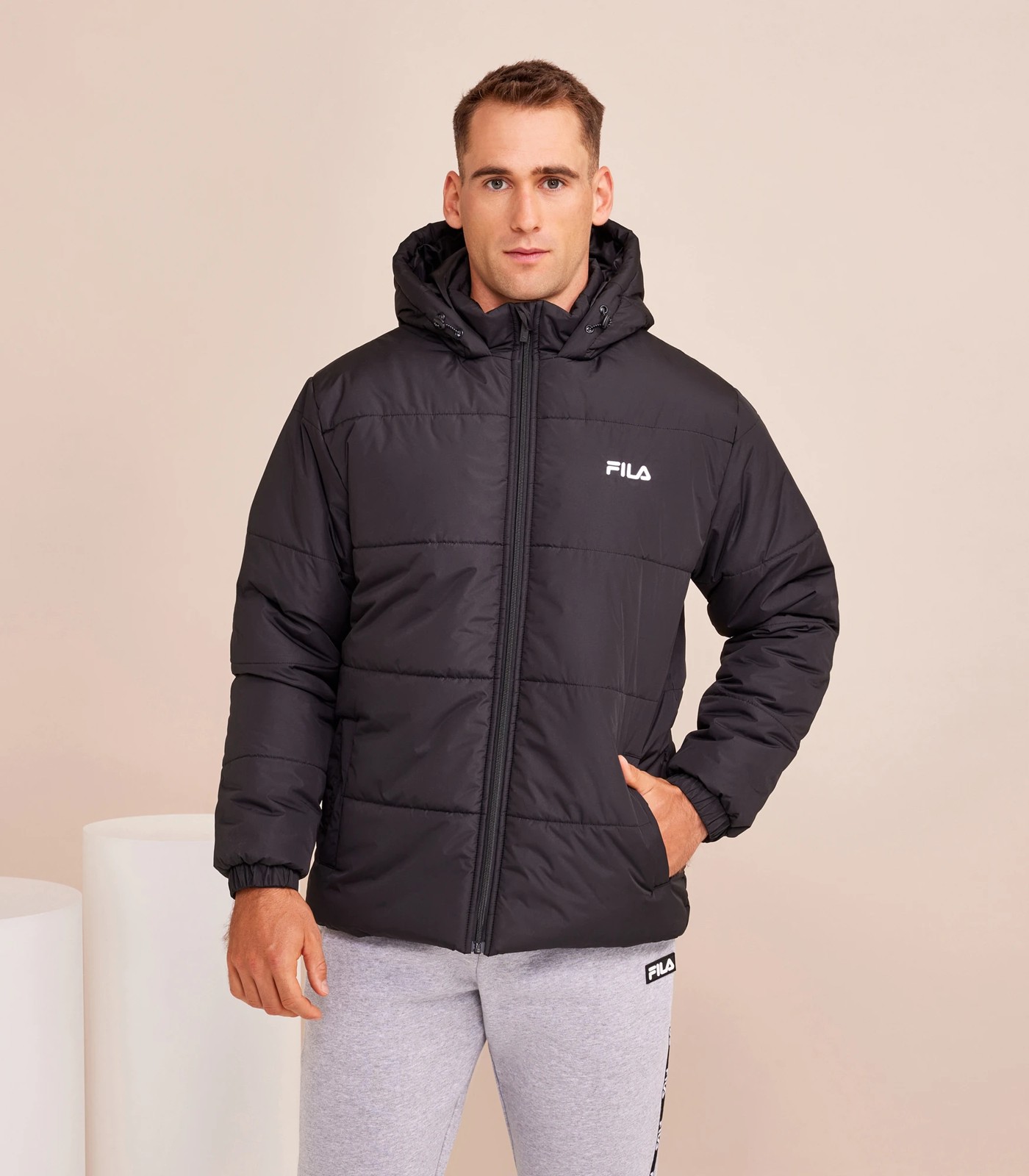 Fila padded jacket cheap with logo tape detail