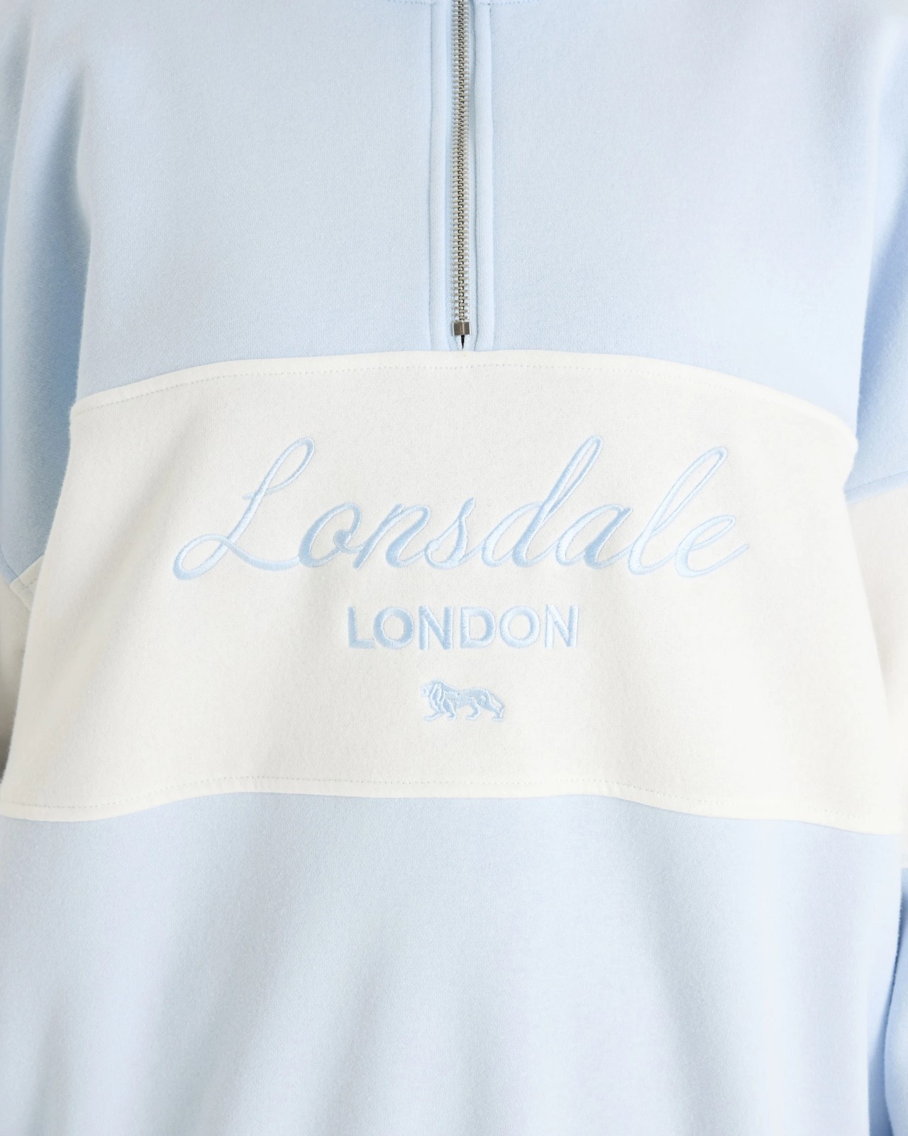 Lonsdale London Quarter Zip Crew Neck Jumper - Light Blue 3 of 6