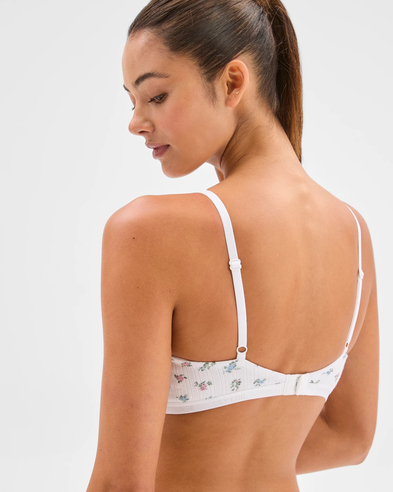 Lily Loves Australian Cotton Pointelle Wirefree Pushup Bra - Ditsy Floral 3 of 3