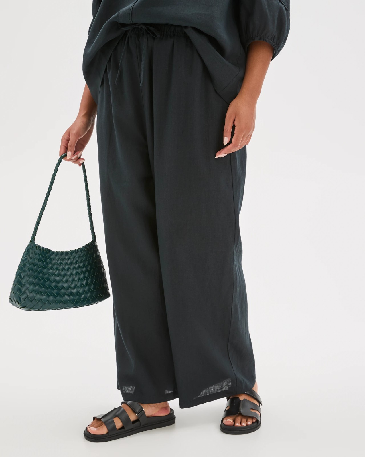 Plus Size European Linen Wide Leg Pants - Black FNA 6 of 6