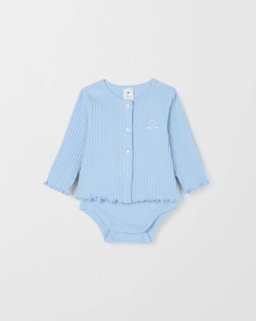 Baby Organic Cotton Rib Bodysuit with Cardigan Set