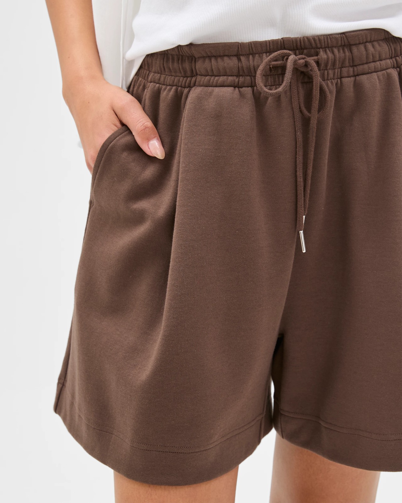 Australian Cotton Blend Relaxed Drape Shorts - Coffee Bean 5 of 6