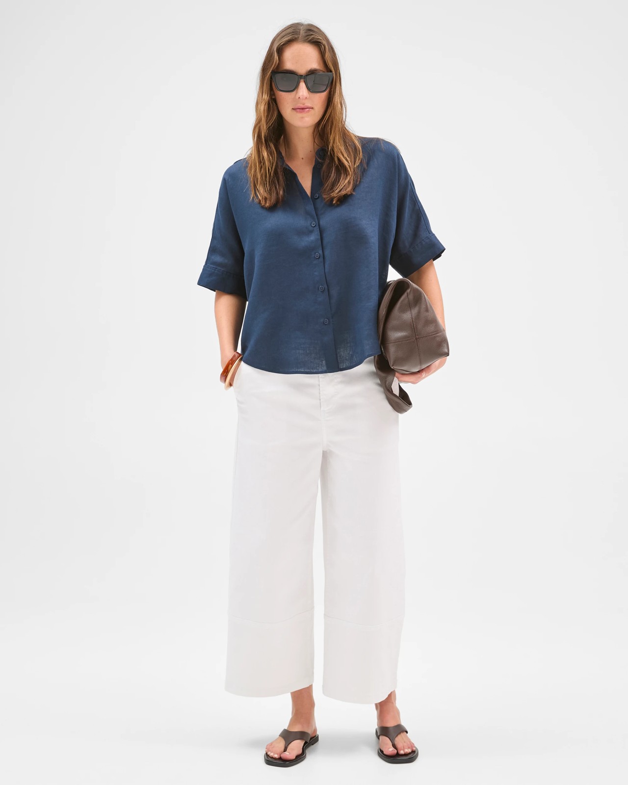 European Linen Short Sleeve Shirt - Navy Blazer 2 of 6