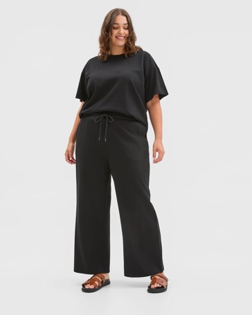 Plus Size Australian Cotton Blend Wide Leg Interlock Pants