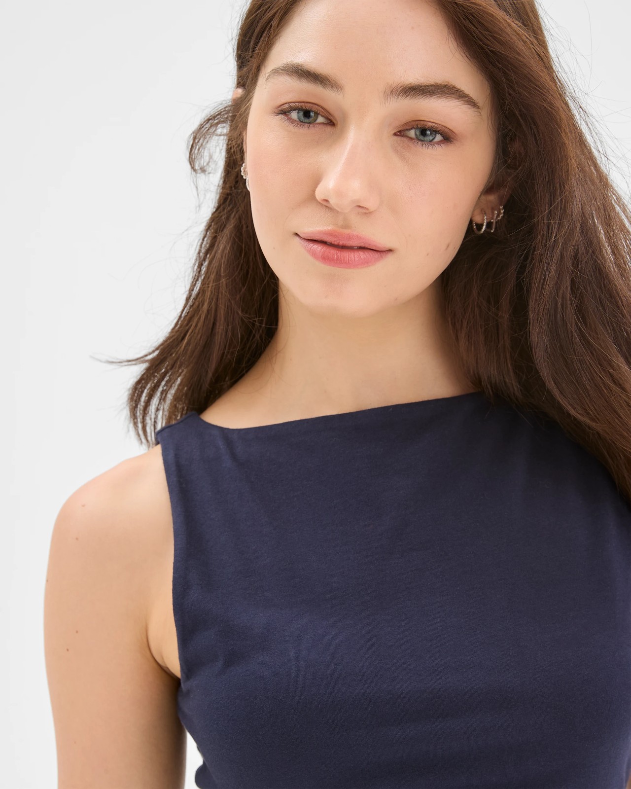 Lily Loves Australian Cotton Double Layer Boat Neck Tank Top - Deep Navy 3 of 6