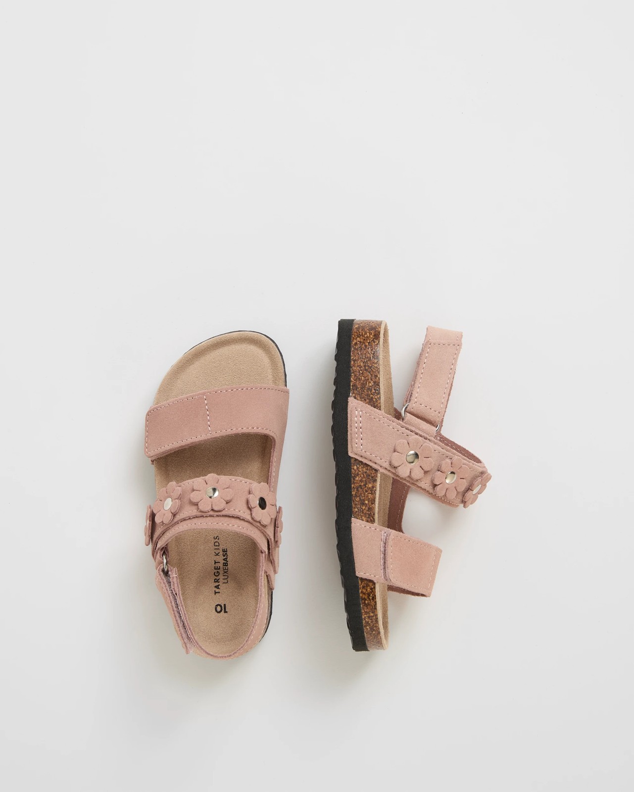 First Walker/Junior Suede Leather Flower Moulded Cork Sandals - Blush Suede 3 of 3