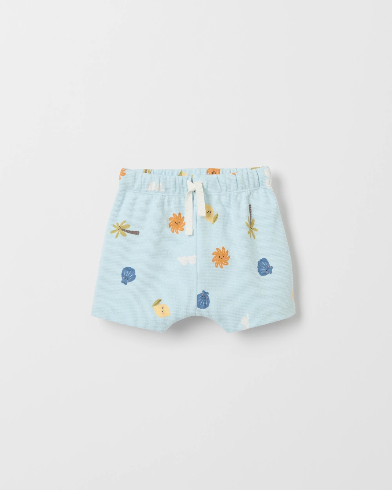 Baby Organic Cotton 2 Pack Waffle Shorts - Sea Icons Blue 2 of 4