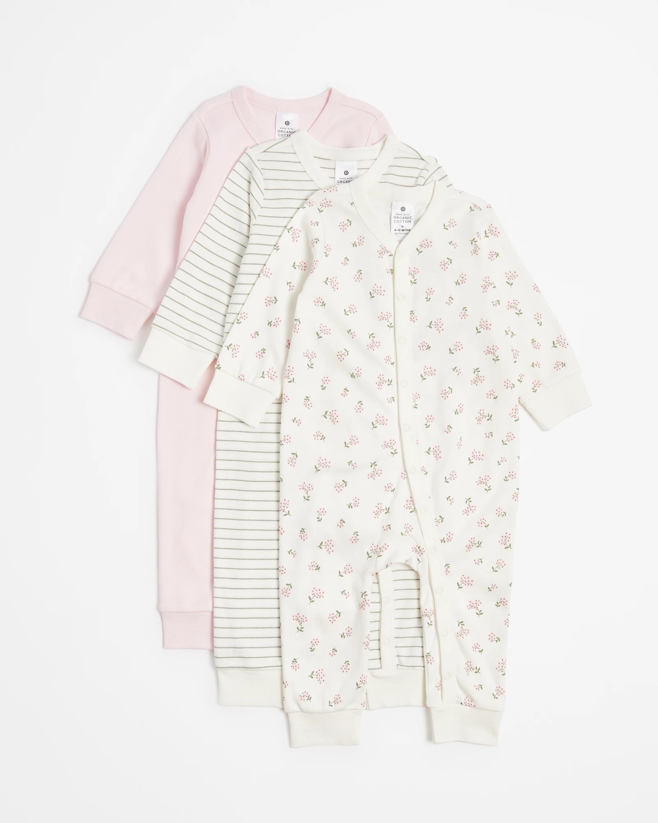 Baby Organic Cotton Coveralls 3 Pack Flowers Target Australia