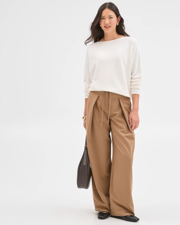 Preview Dolman Sleeve Boat Neck Knit Sweater