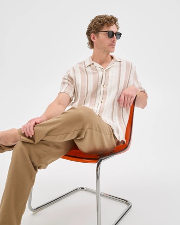 Textured Stripe Short Sleeve Shirt